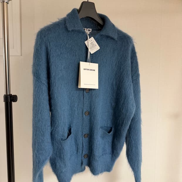 [새제품] 캡틴선샤인 모헤어 가디건 블루