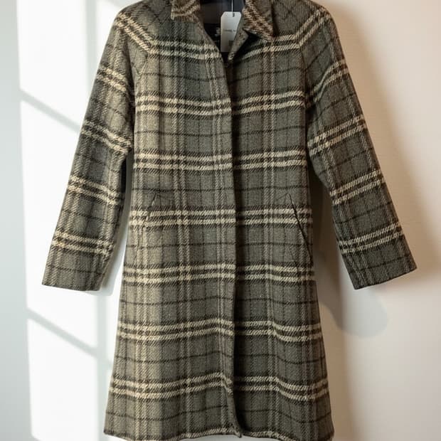 버버리 울 체크 싱글 브레스트 코트