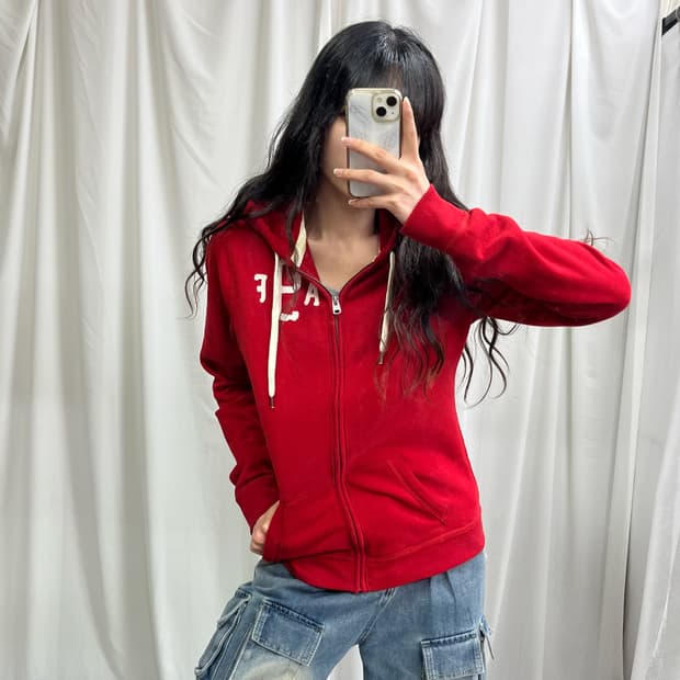 Abercrombie red hood zip-up