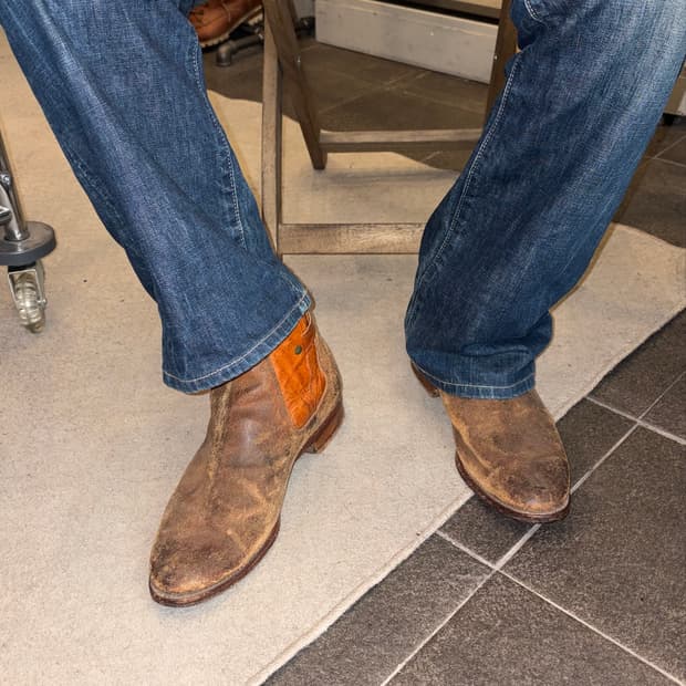 Old Euro hard aged biker ankle boots