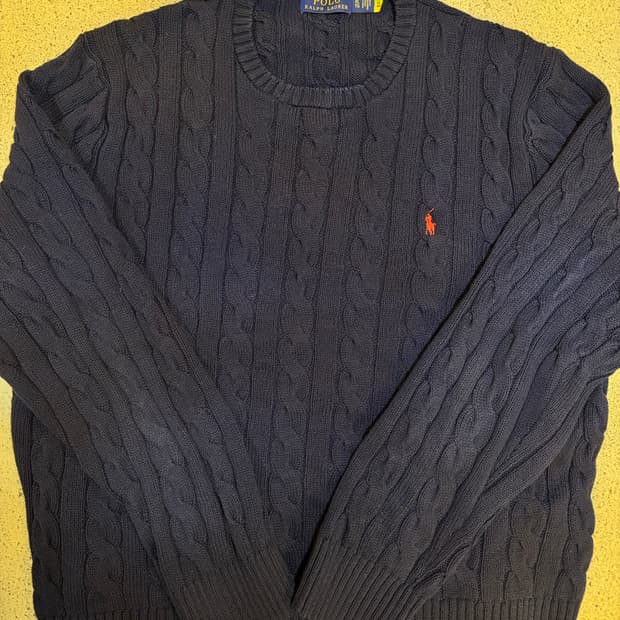 폴로 랄프로렌 꽈배기 니트 XL 네이비