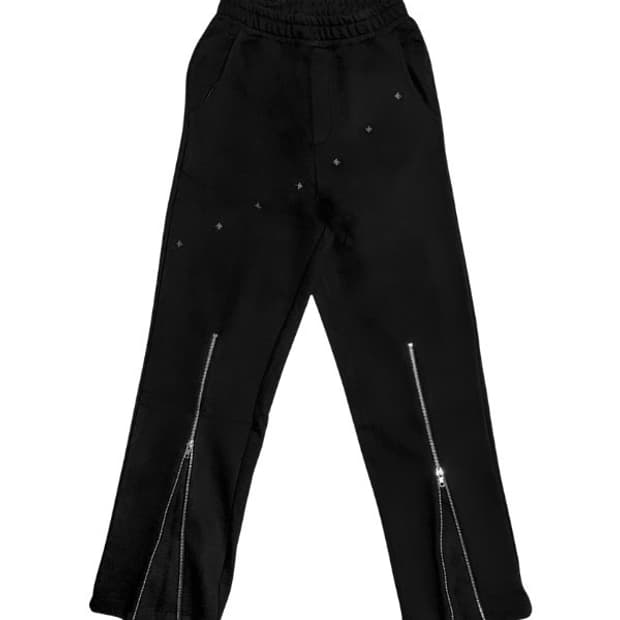 스모크어스타 스터드 사선 diagonal 지퍼 팬츠 바지
