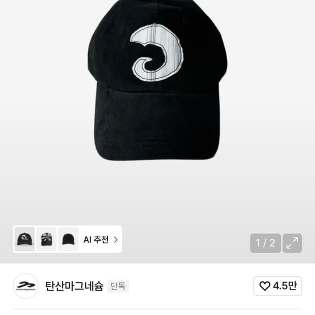 탄산마그네슘 혼 아플리케 볼캡 (블랙)