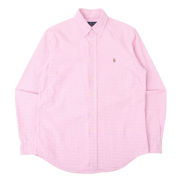 폴로 랄프로렌 라이트 핑크 깅엄체크 클래식핏 셔츠