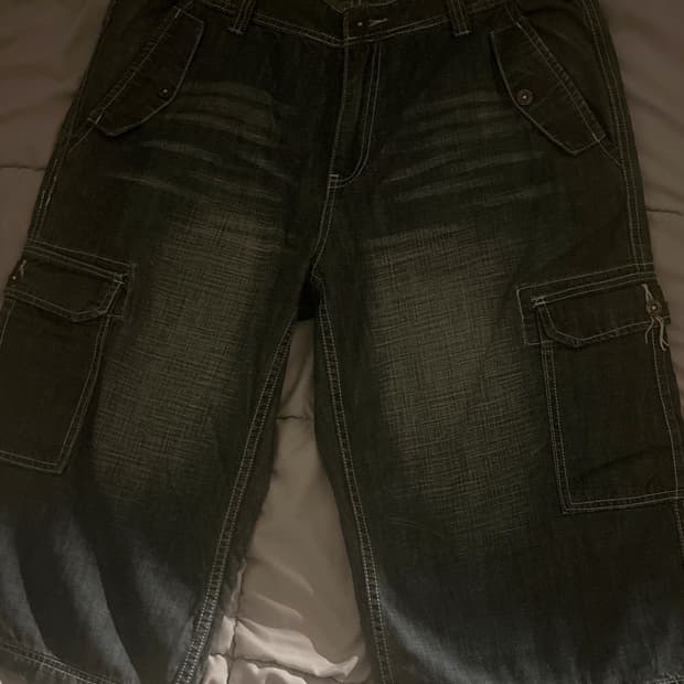 빈티지 데님 카고 버뮤다 팬츠 