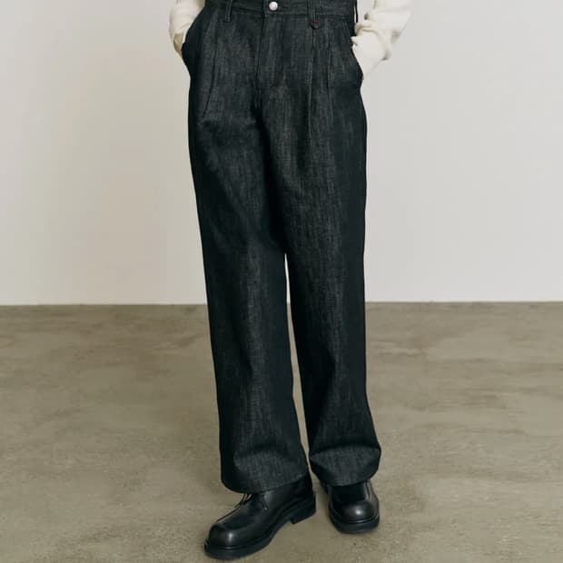 포트너스 투턱 와이드 블랙 진