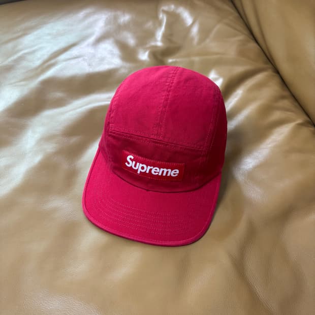 슈프림 캠프캡 모자 박스로고 25ss 워시드 레드