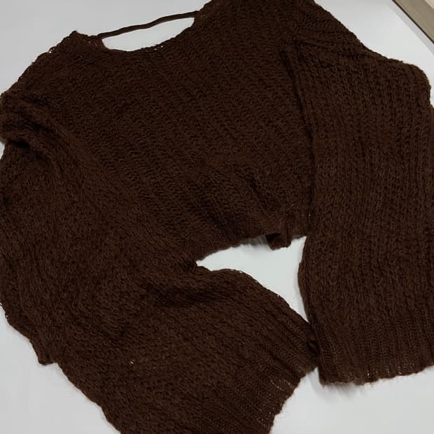 빈티지 브라운 크로쉐 니트