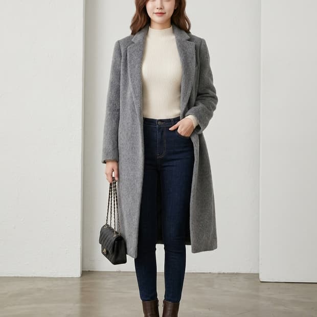 모조에스핀(MOJO.S.PHINE) 수리 알파카 혼방 하프/롱 코트