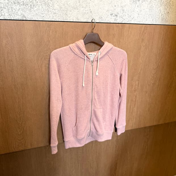 빈티지 롱슬리브 후드 집업 캥거루 포켓 디테일 레귤러핏 핑크