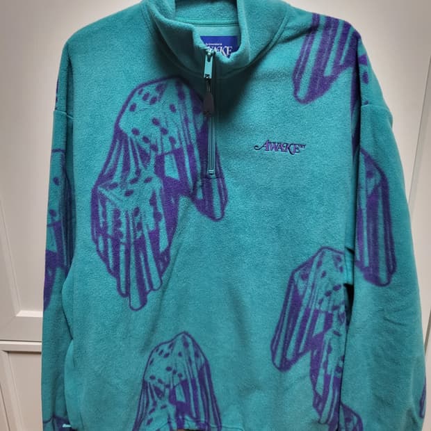 Awake NY 어웨이크 뉴욕 플리스 후리스 다이스 풀오버 반집업 L