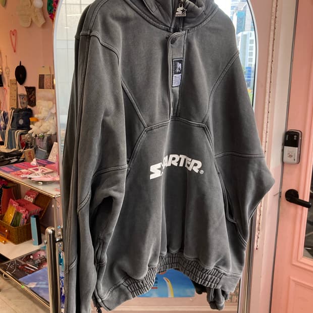 Starter 그레이 아노락 후드