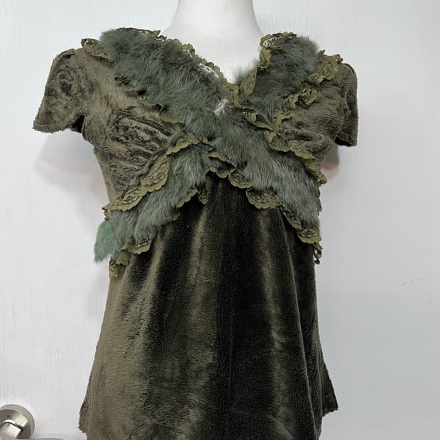 일본 빈티지 퍼 반팔 