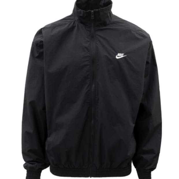 [L] 나이키 클럽 오버사이즈 우븐 트랙 자켓 블랙 화이트 - 아시아
