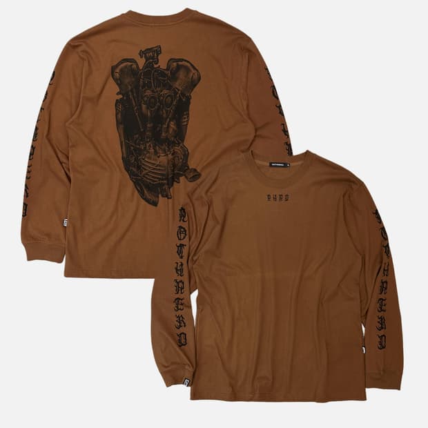 brown lettering engine t-shirt