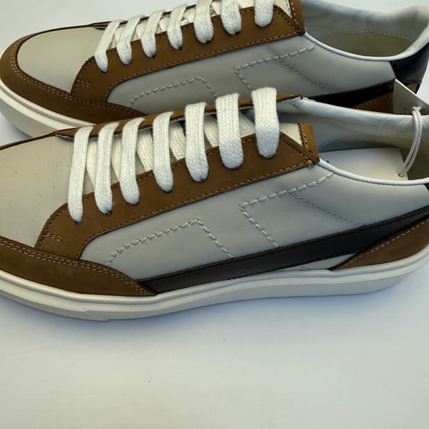 타임옴므 레더 컬러 블록 스니커즈 베이지 260