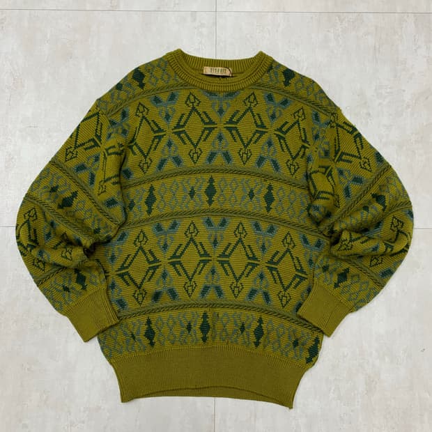 Visavis 카키 패턴 니트 #226