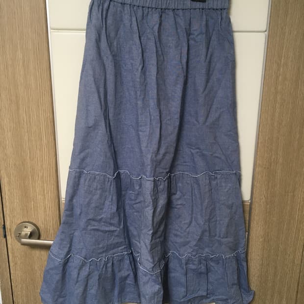 빈티지 청 데님 캉캉 롱스커트