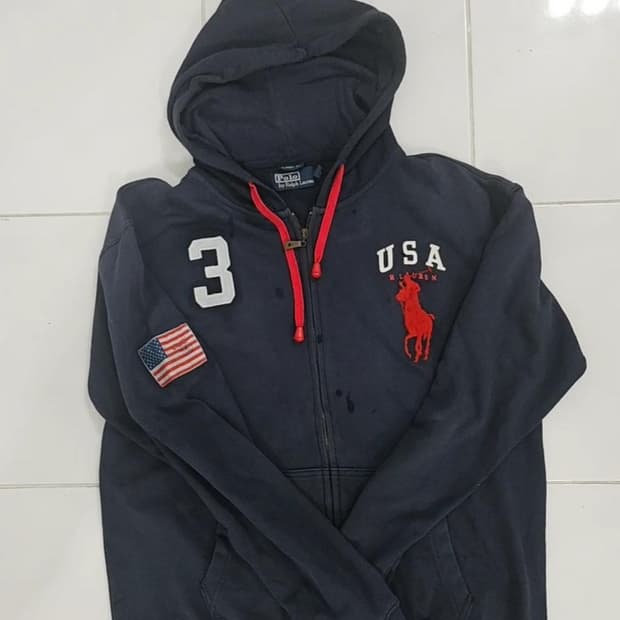 폴로 빅포니 성조기 후드집업(네이비)