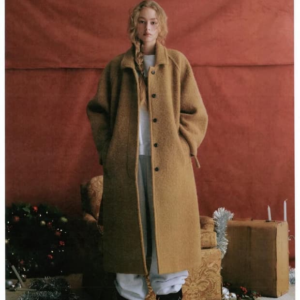 리본빛 May Alpaca Raglan Coat - Camel