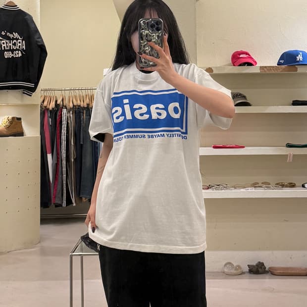 빈티지 오아시스 Definitely Maybe 프린팅 반팔 티셔츠 U15