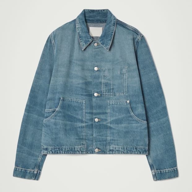 박시 데님 재킷 워시드 블루