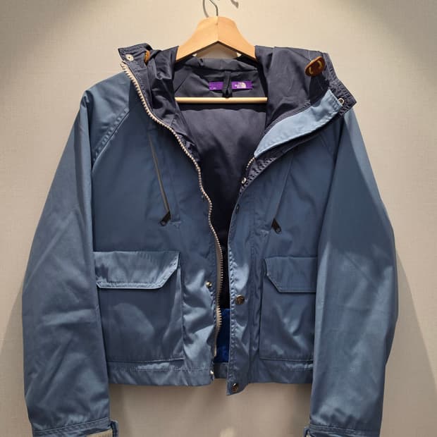 노스페이스 퍼플라벨 크롭 마운틴 윈드 파카 블루