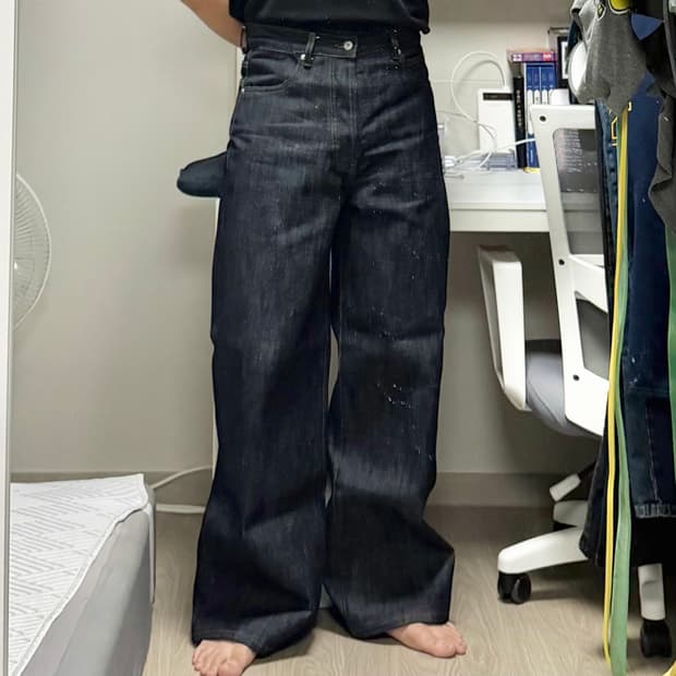 [L] 핀터 감성 생지 인디고 와이드 데님