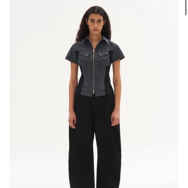 웰빙익스프레스 투턱 와이드 팬츠 블랙 M