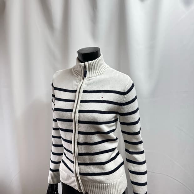 타미힐피거 스트라이프 니트 집업