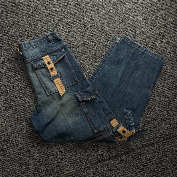 00s y2k 빈티지 퍼티그 카고 데님 팬츠 1477