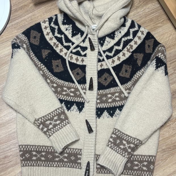 라퍼지스토어 울 자카드 후드 더플 니트 S