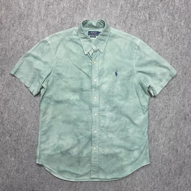 폴로 랄프로렌 타이다이 클래식핏 큐알택 옥스포드 반팔셔츠 M