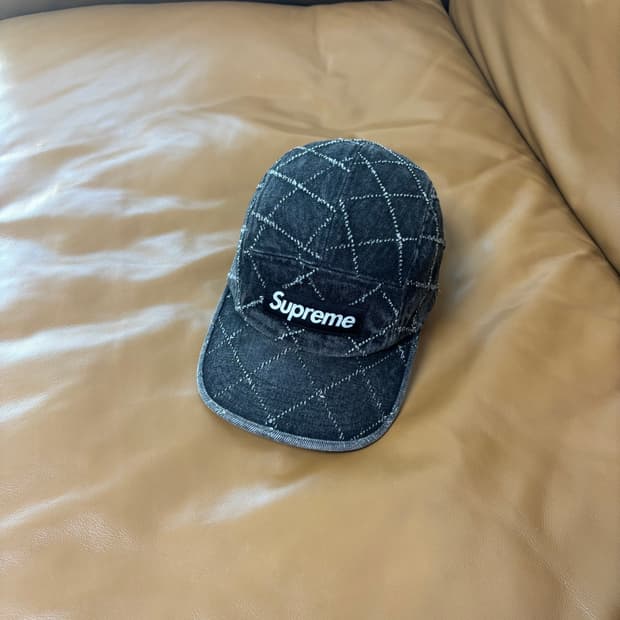 Supreme 슈프림 펀치드 데님 블랙 캠프캡 모자 Denim Black