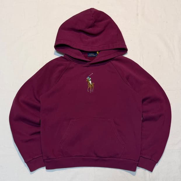 폴로 랄프로렌 빅포니 센터로고 후드티 버건디 와인