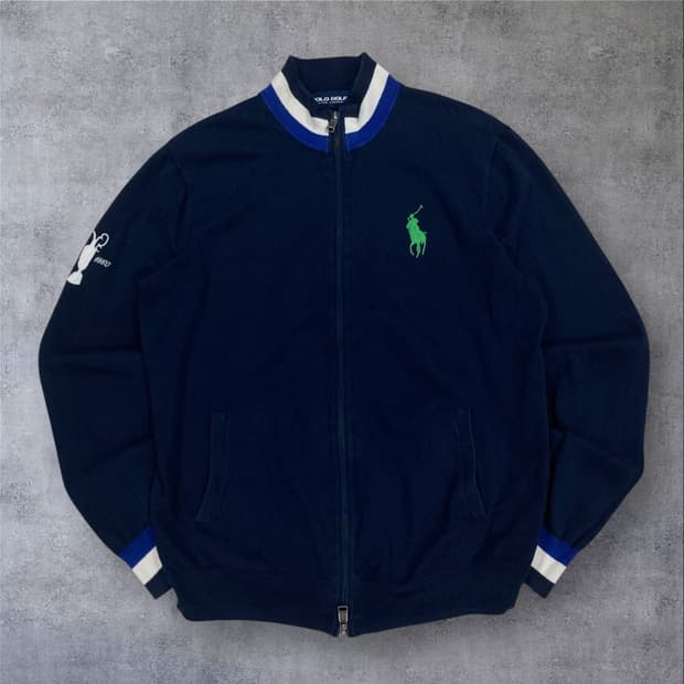 폴로 네이비 컬러 빅포니 니트 집업