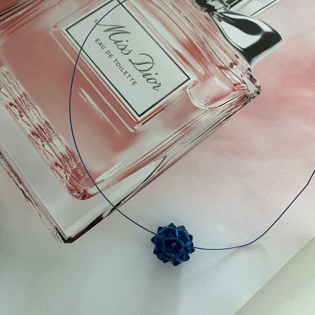 빈티지 비즈 블루 플라워 목걸이