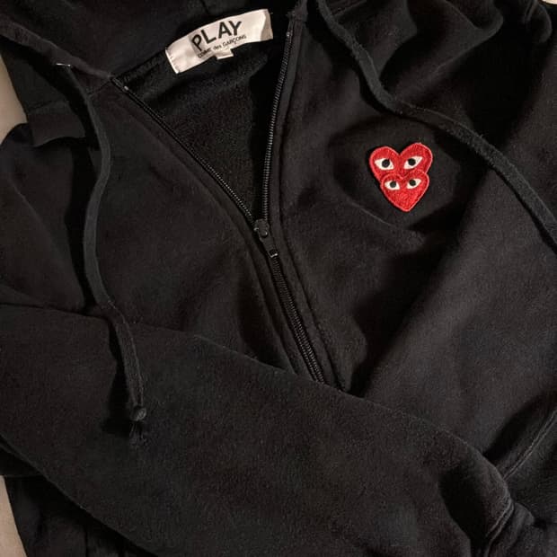 (W) 꼼데가르송 더블하트와펜 후드집업 s