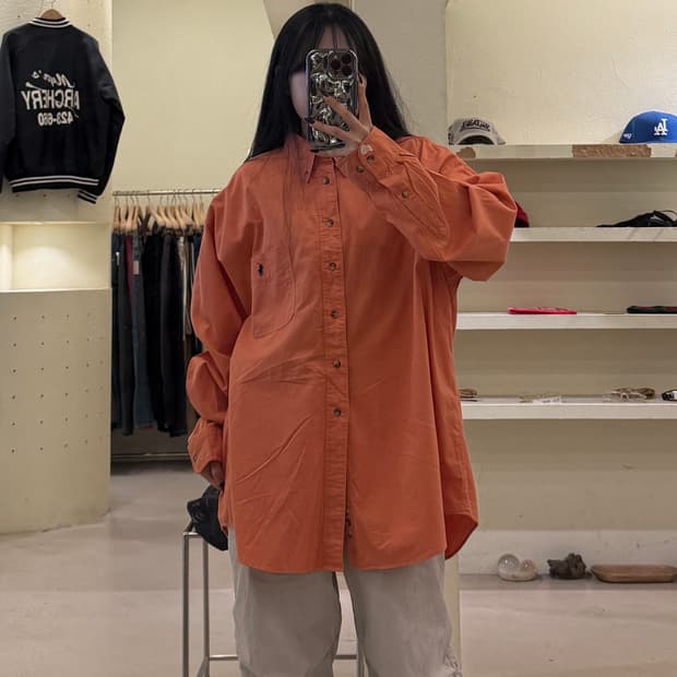 폴로 랄프로렌 포니 자수 버튼다운 셔츠 오렌지 U1718