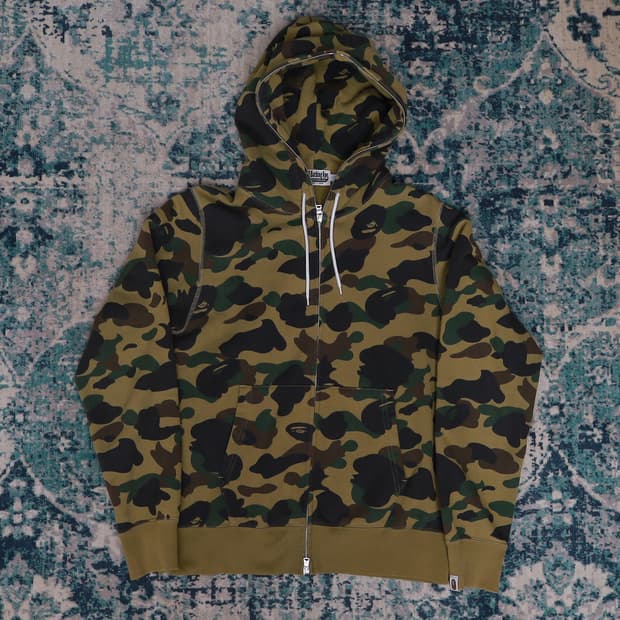 Bape 베이프 1st 카모 녹계 풀 집업 후드 티셔츠 M
