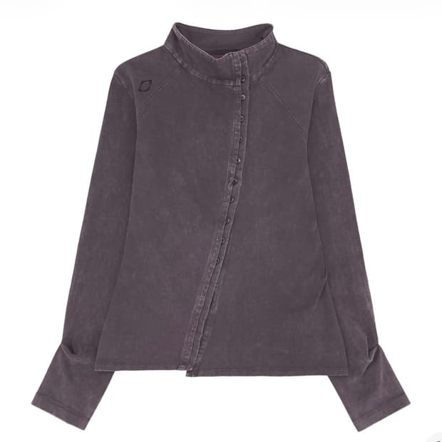 미스치프 워시드 저지 셔츠 퍼플 브라운