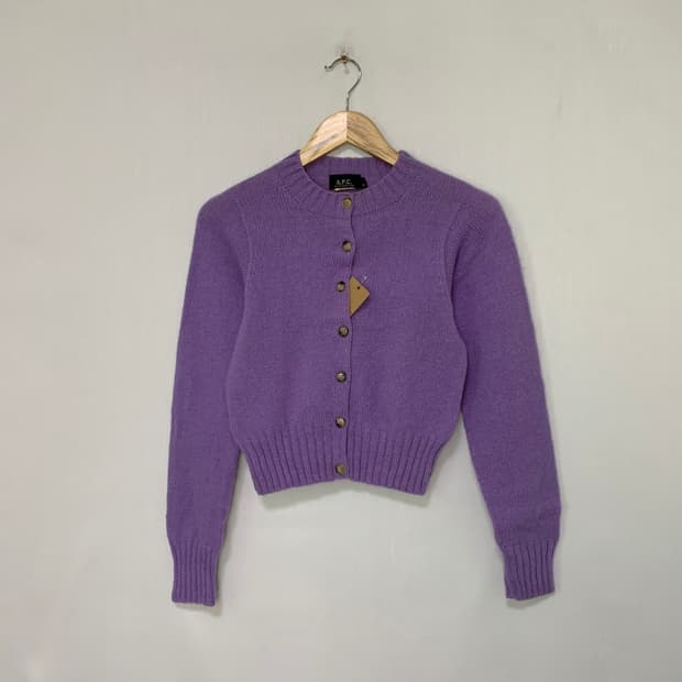 A.P.C. 아페쎄 크롭 니트 가디건 라이트퍼플 여성 S 빈티지