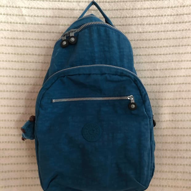 키플링 Y2K 나일론 블루 백팩 노트북 가방