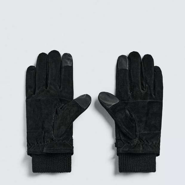 [M] 자라 스웨이드 콤비 레더 장갑