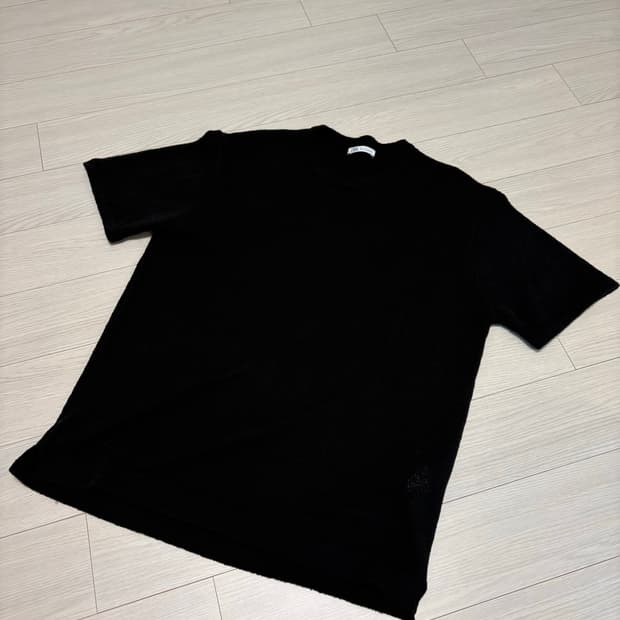 자라 부클 니트 반팔 티셔츠 블랙 L (100-103)