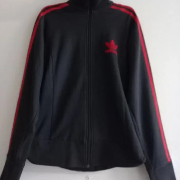 아디다스 대장급 검빨 블랙 트랙탑 저지 져지집업 95/M