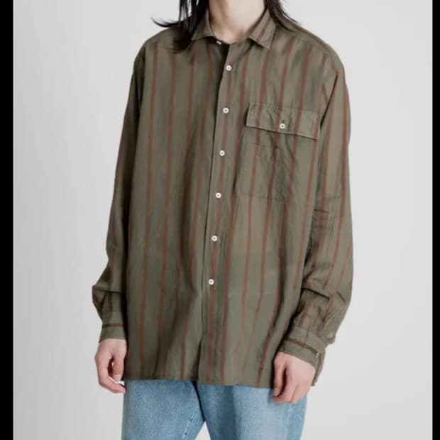 캡틴선샤인 safari stripe shirt 구해요 olive 올리브
