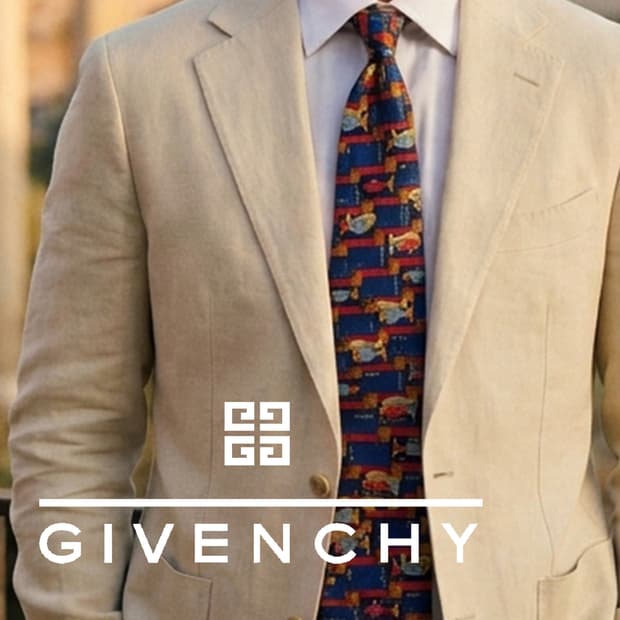 지방시 실크 블루 아트 패턴 넥타이 9.7cm A+등급 K2559