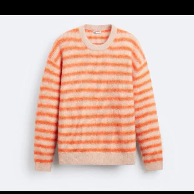 자라 스트라이프 자카드 헤어리 스웨터 s 95