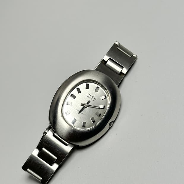 인사 드 뤽스 빈티지 오벌 스틸 손목시계